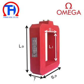 Biến dòng đo lường MCT 1.000/5A; CL0.5; 15VA OMEGA loại đúc chữ nhật (ghi chú kích thước) 