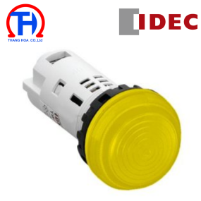 Đèn báo màu vàng, không biến thế, IP65 ngoài mặt tủ, mặt lồi YW1P-2UQ4Y Idec